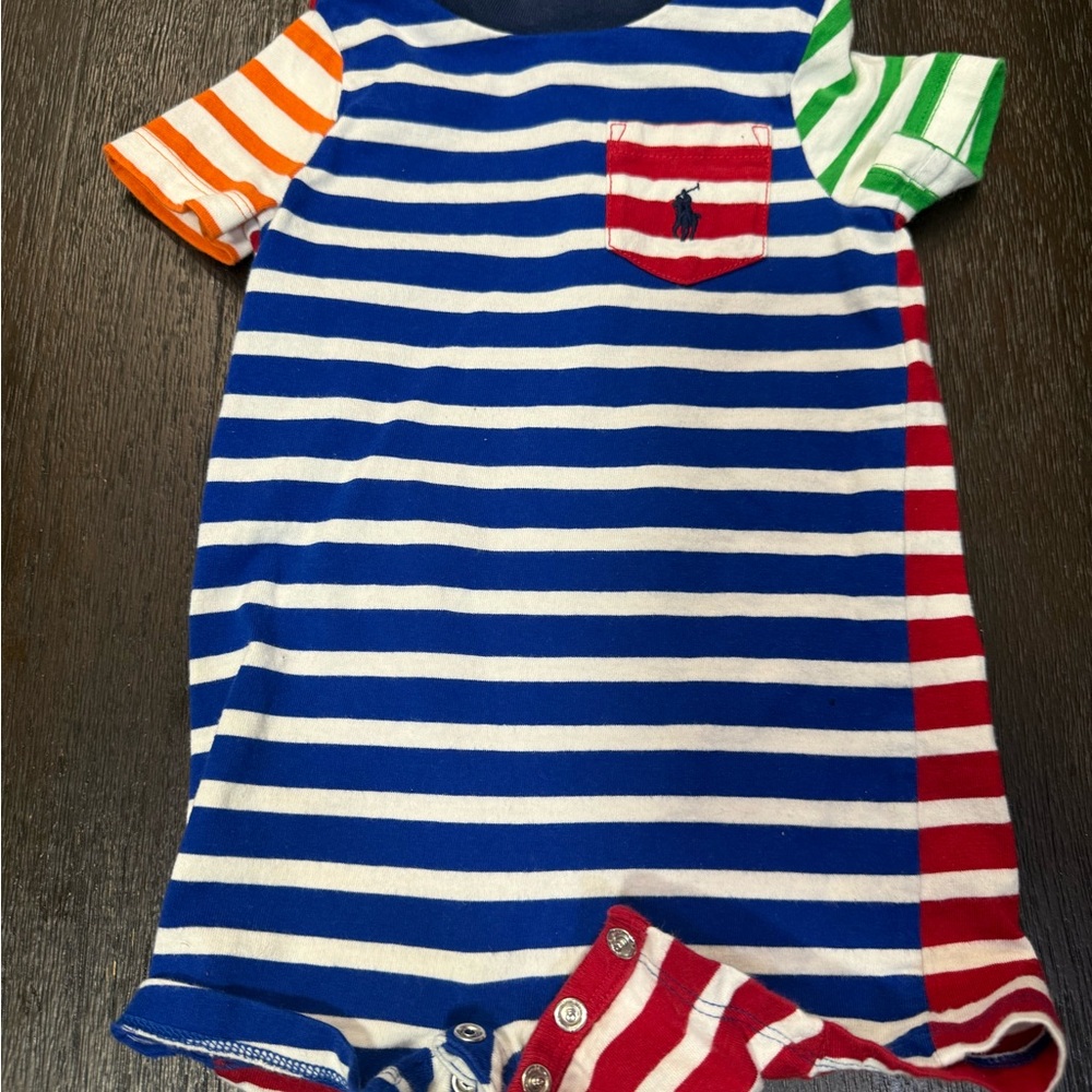Polo by Ralph Lauren Striped Bodysuit - Blue, Red, Green, Orange